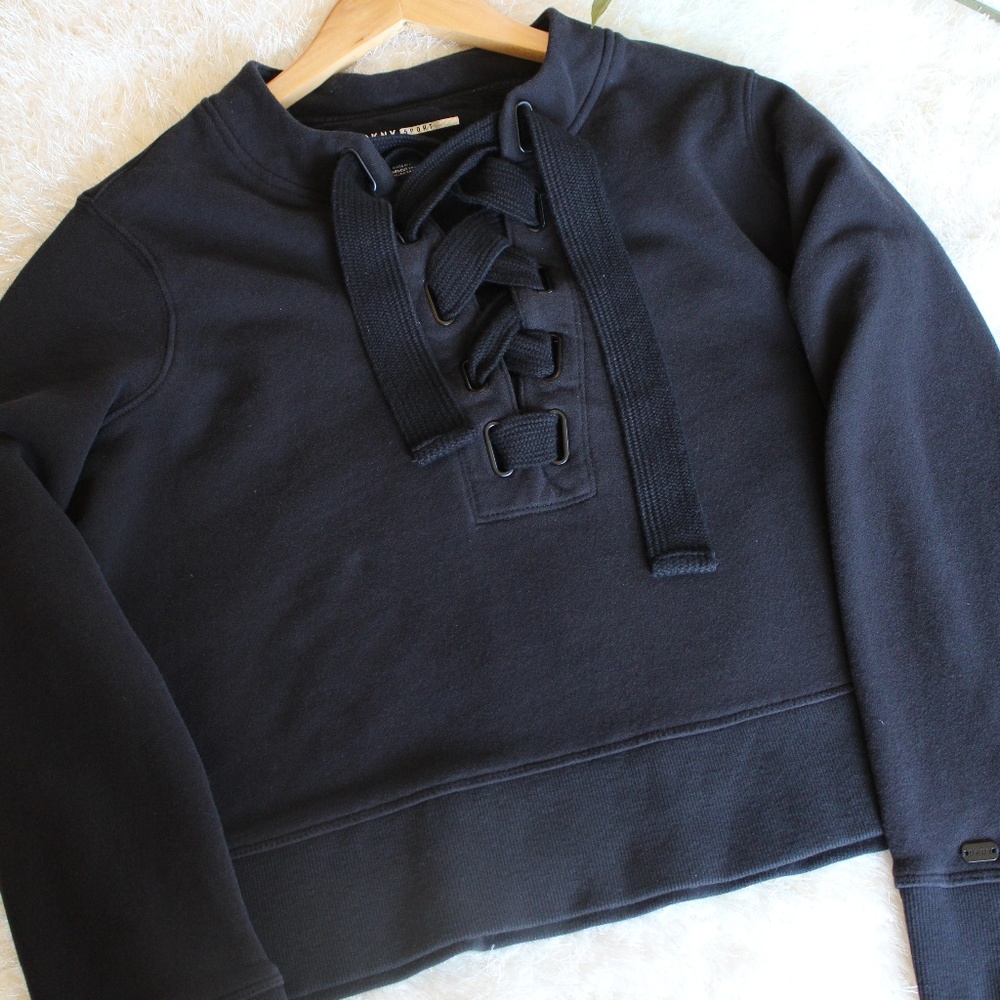 DKNY Sport black crew neck sweater knit tie